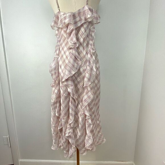Victoria’s Secret Cami Midi Dress M Purple Gingham Ruffles Y2K Feminine Coquette - Picture 8 of 13